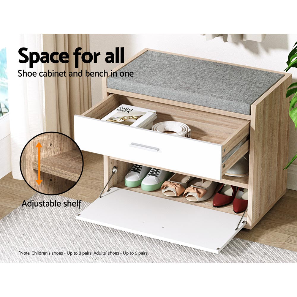 Niva Shoe Rack Cabinet Bench 8 Pairs White