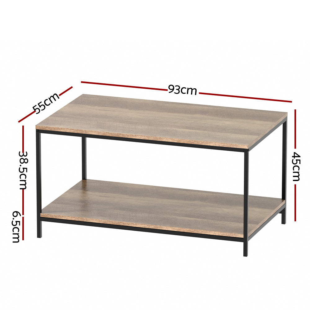 Olin Rectangular Coffee Table 93CM Walnut Industrial Style