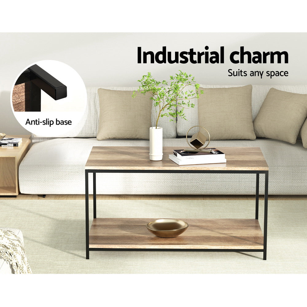 Olin Rectangular Coffee Table 93CM Walnut Industrial Style