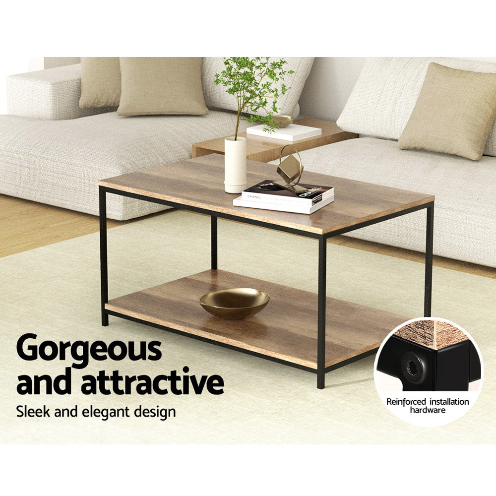 Olin Rectangular Coffee Table 93CM Walnut Industrial Style