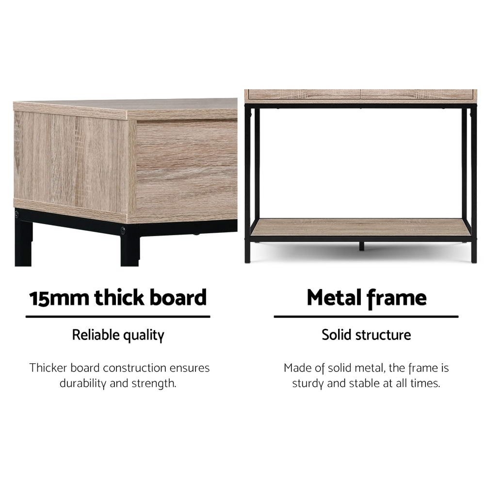 Tania Oak Hallway Console Table Drawer Storage