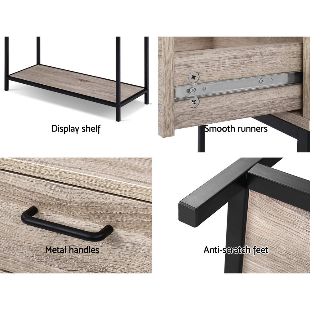 Tania Oak Hallway Console Table Drawer Storage