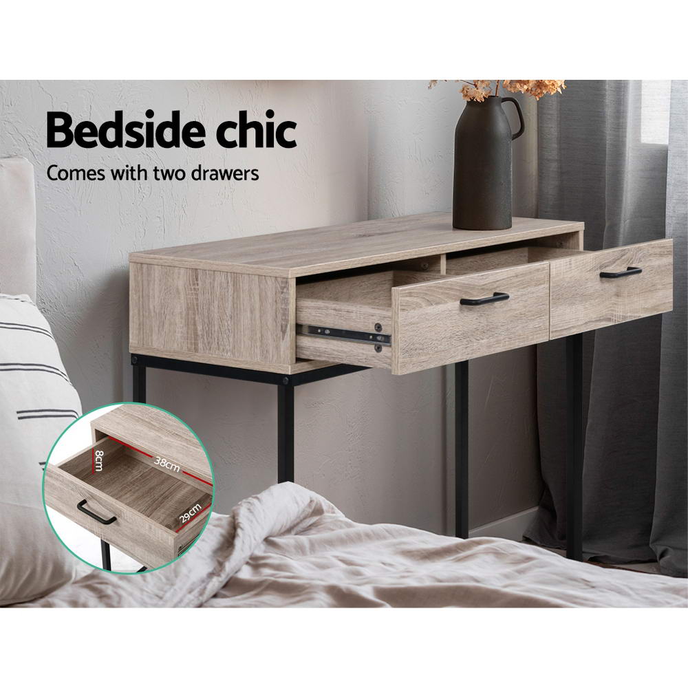 Tania Oak Hallway Console Table Drawer Storage
