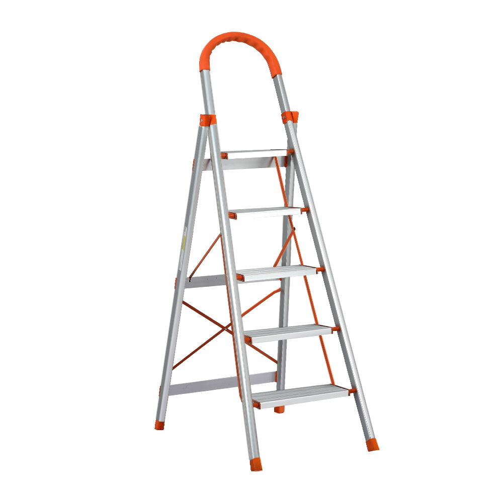 Giantz 5 Step Ladder Folding Aluminium Lightweight Non-Slip