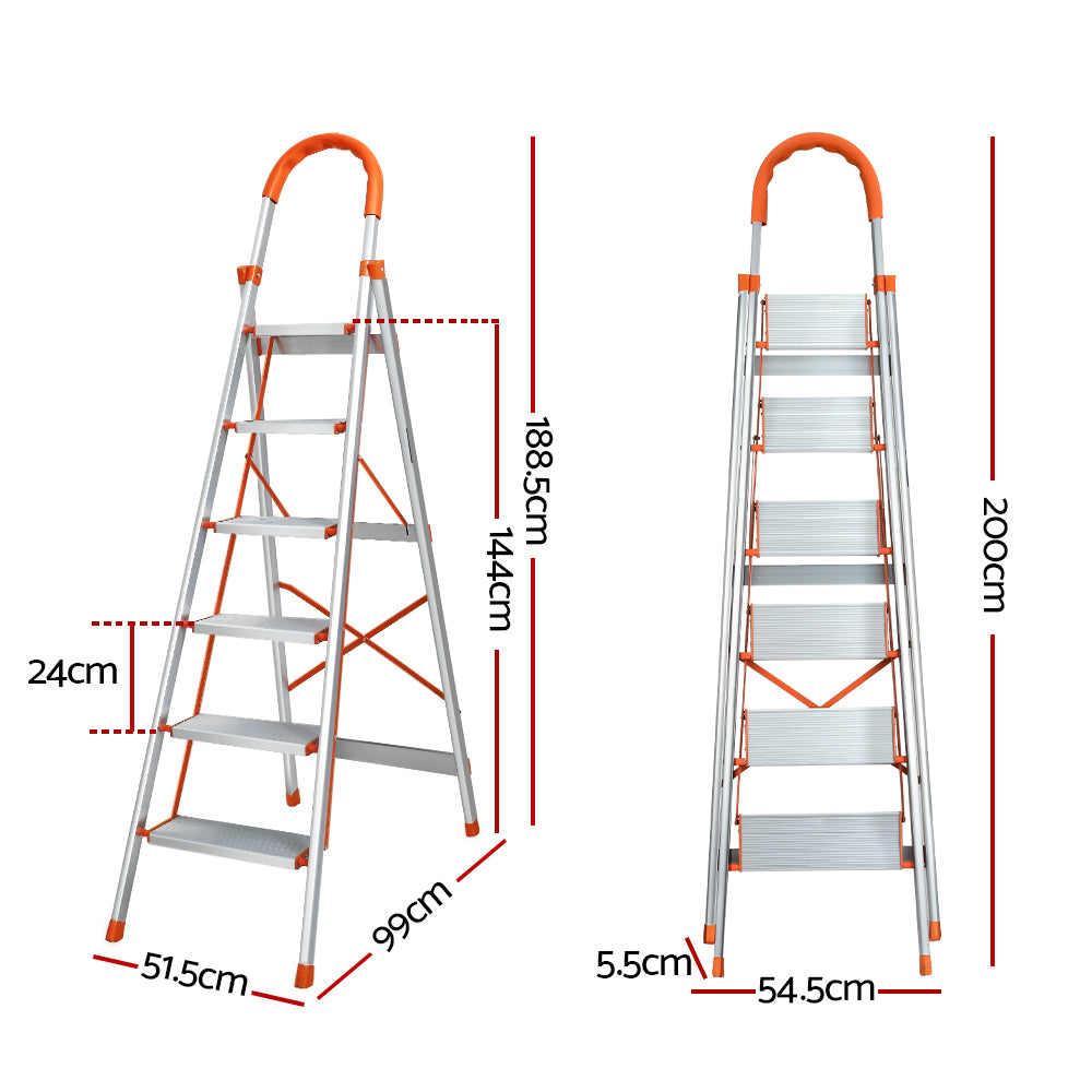 Giantz 6 Step Aluminium Folding Ladder Lightweight Non-Slip