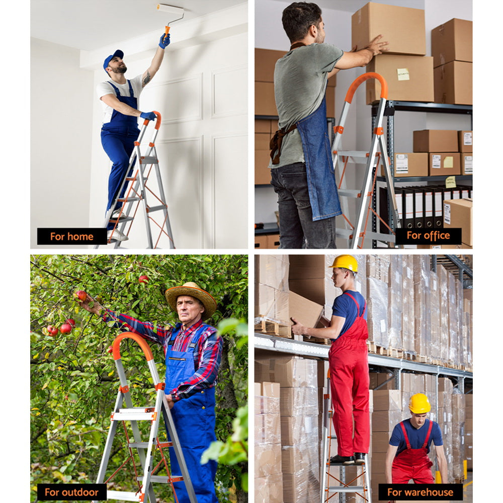 Giantz 6 Step Aluminium Folding Ladder Lightweight Non-Slip