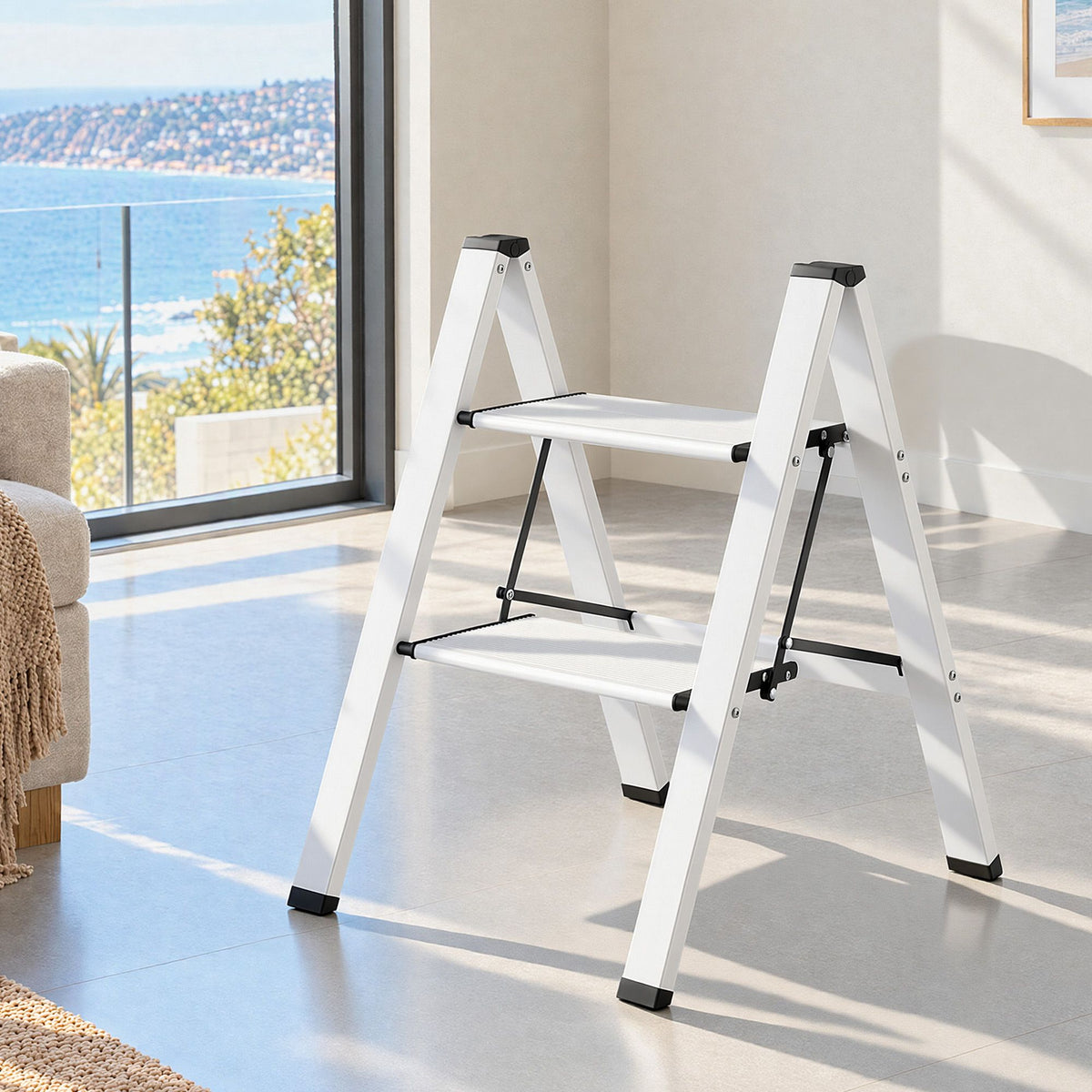 Giantz 2 Step Folding Aluminium Ladder Stool Lightweight