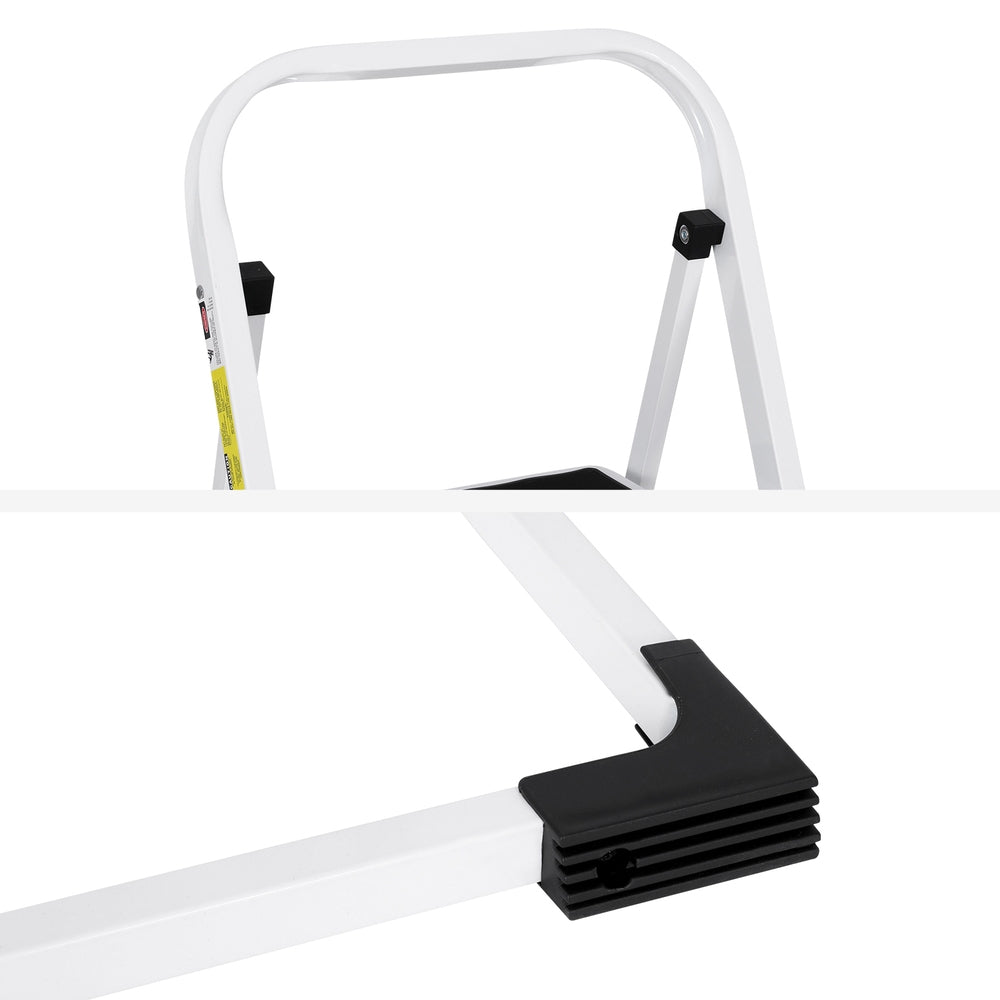 Giantz 2 Step Ladder Folding Steel Lightweight Black/White
