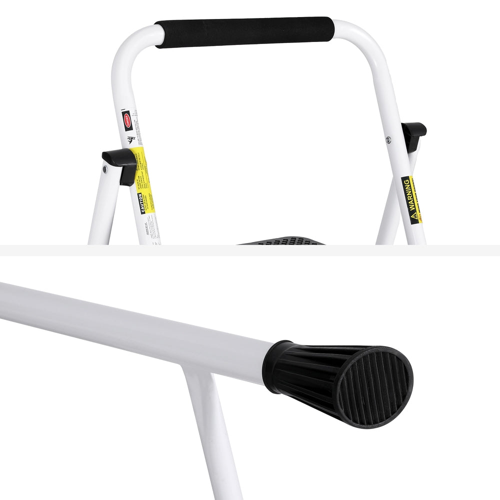 Giantz 4 Step Ladder Folding Steel Lightweight Black/White