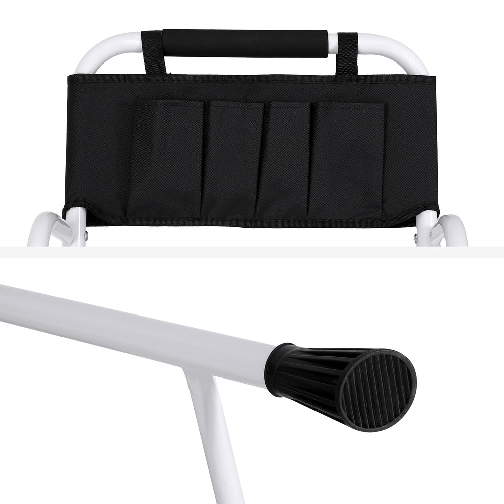 Giantz 4-Step Folding Ladder Steel Platform Black/White
