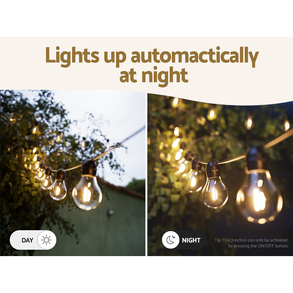 Solar 17m Festoon String Lights Outdoor LED Warm White