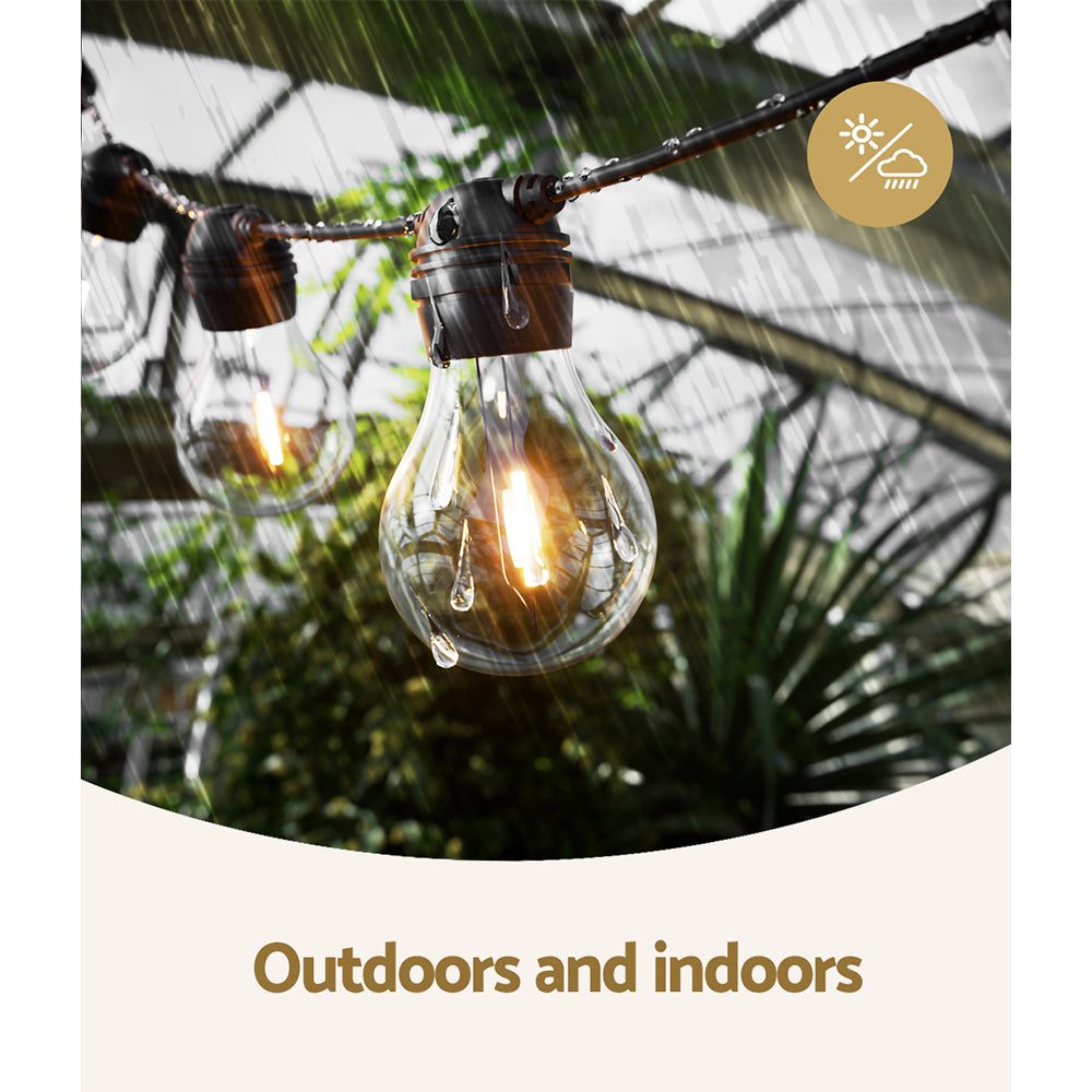 Solar 17m Festoon String Lights Outdoor LED Warm White