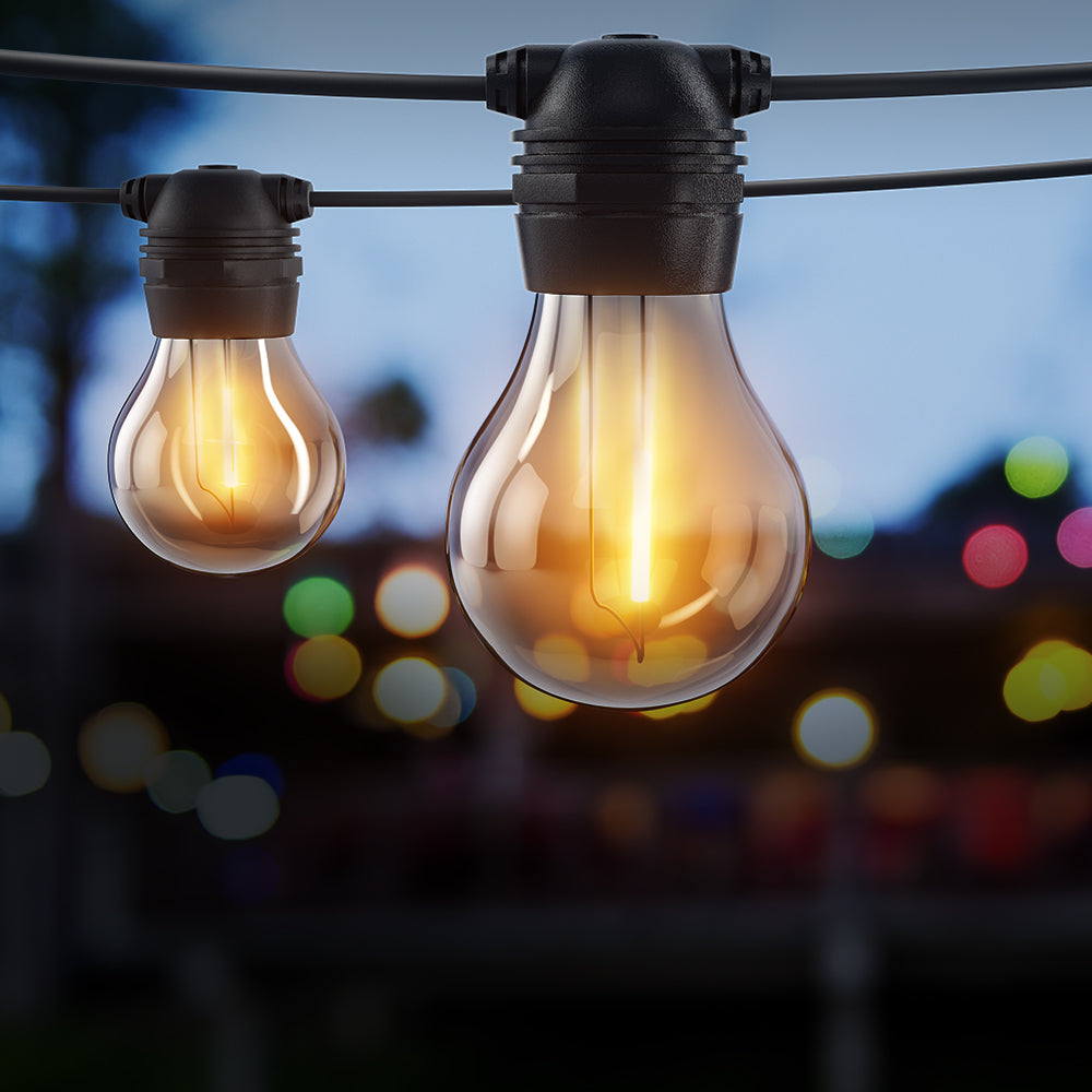 23m Solar Festoon String Lights Outdoor LED Warm White