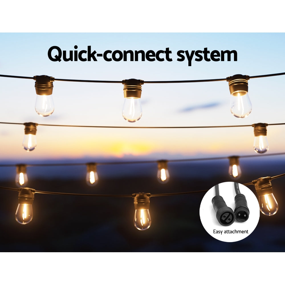 Solar Festoon Lights 17m LED String Warm White Outdoor Party Decor 2pcs