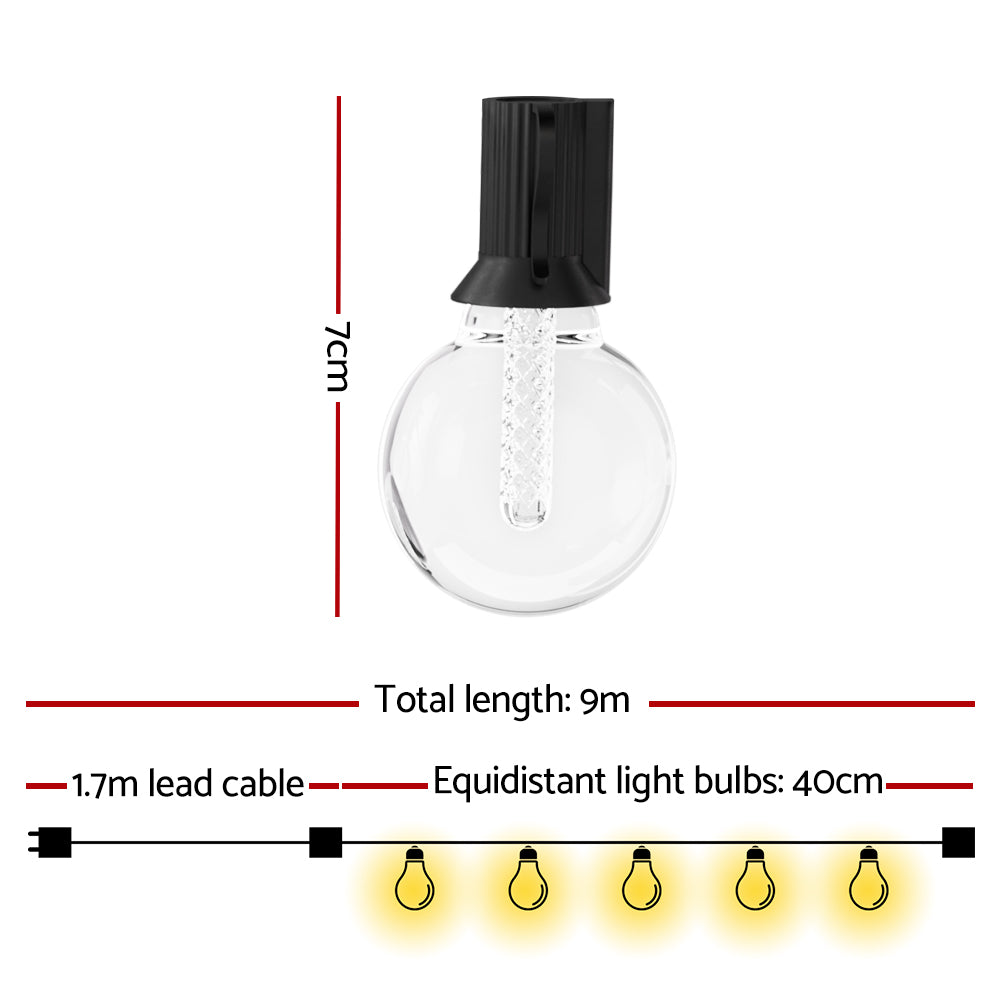 Gardeon 9m RGB LED Festoon String Lights Waterproof WiFi APP Control
