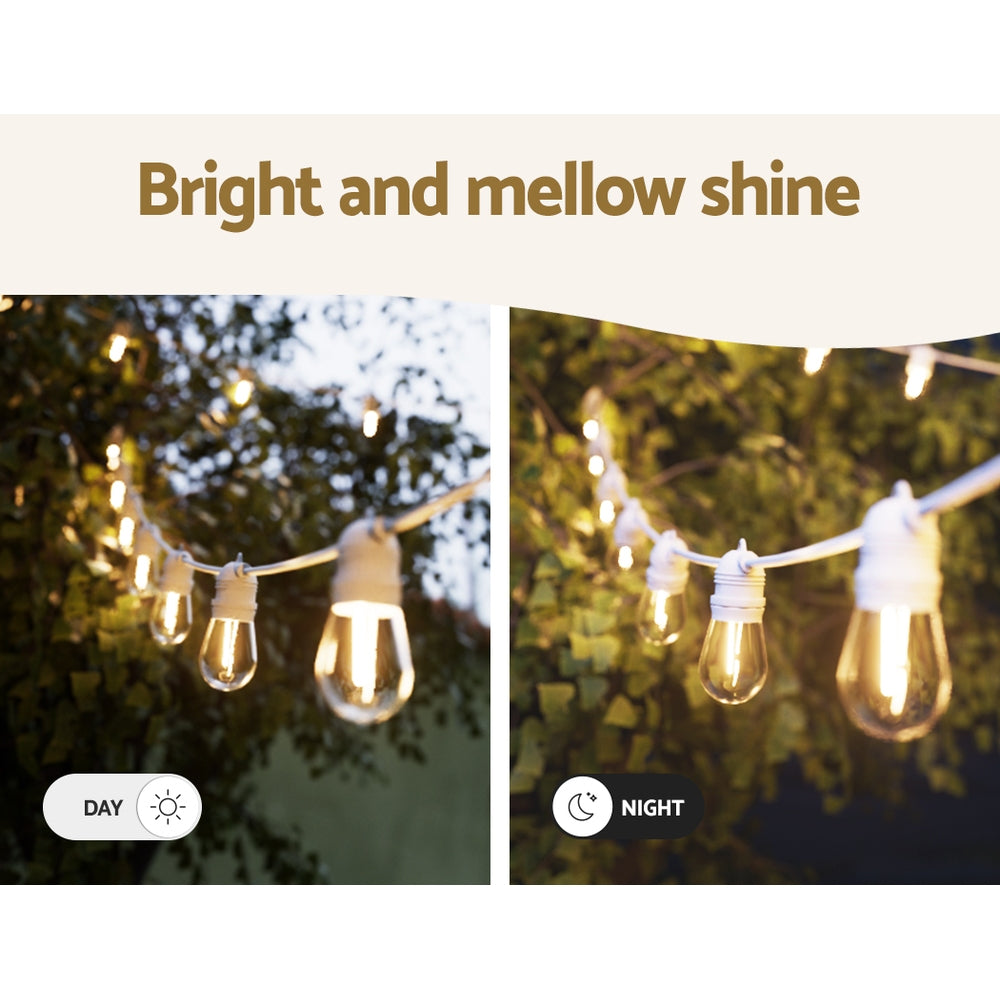 50M LED Festoon String Lights Outdoor Warm White Christmas Wedding Party Decor