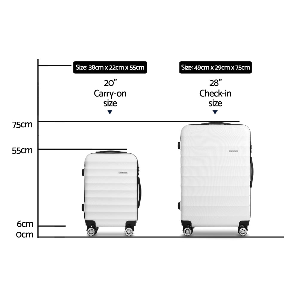 Wanderlite 2-Piece 20-28" Luggage Set TSA Lock Spinner Hard Shell White