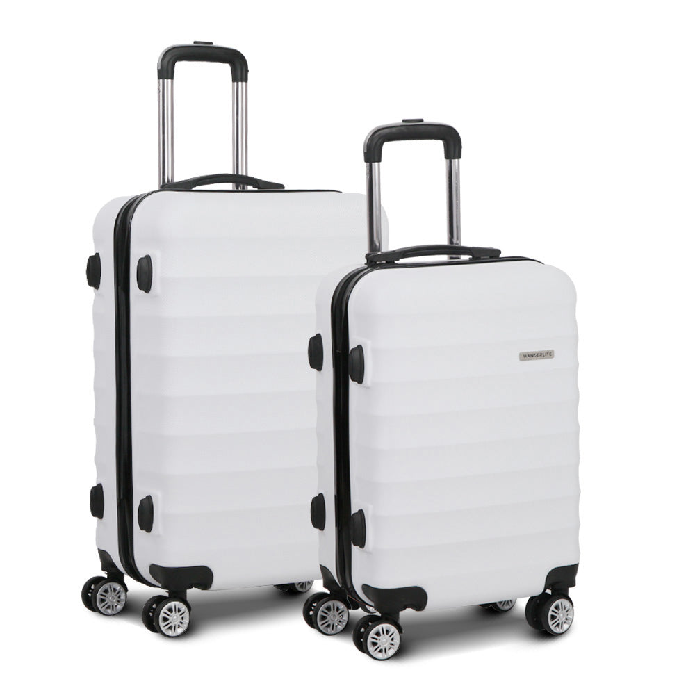 Wanderlite 2-Piece 20-28" Luggage Set TSA Lock Spinner Hard Shell White
