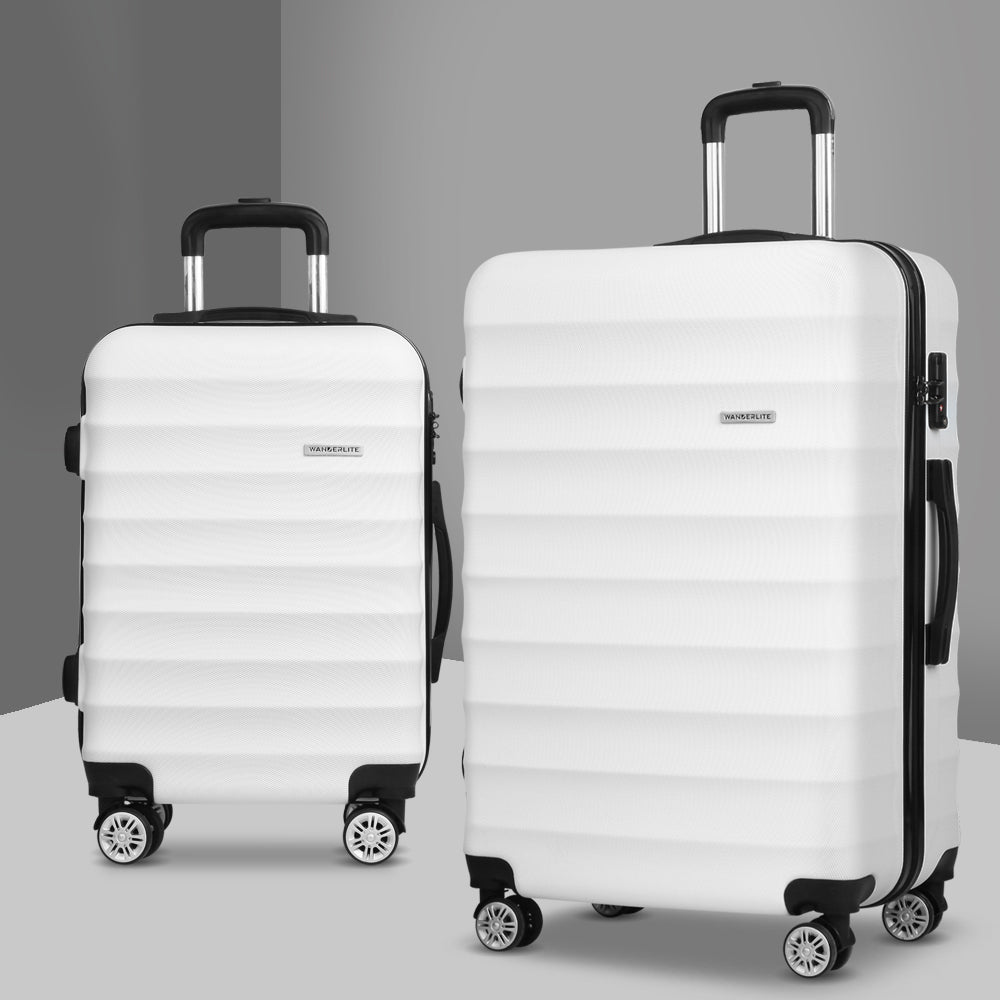 Wanderlite 2 Piece Hard Shell Luggage Set 20 and 28 Inch White
