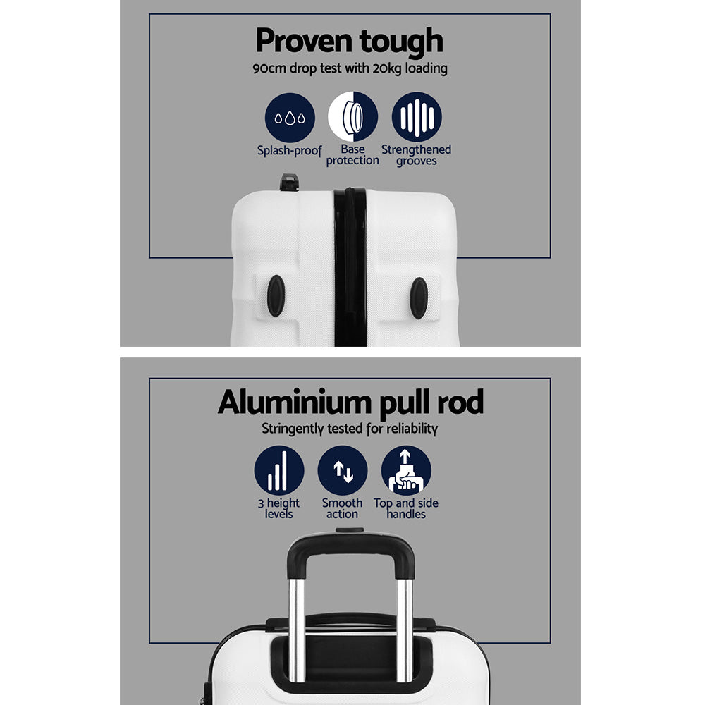 Wanderlite 3-Piece Luggage Set TSA Lock Spinner Hard Shell White