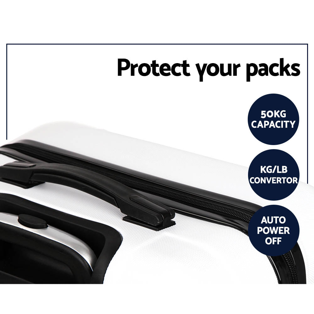 Wanderlite 3-Piece Luggage Set TSA Lock Spinner Hard Shell White