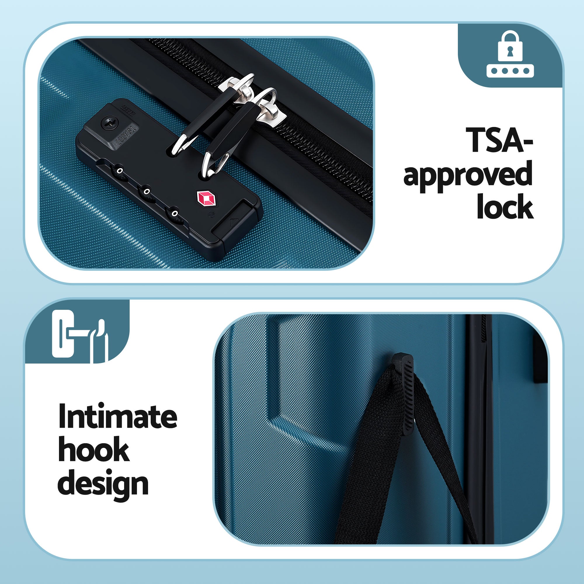 Wanderlite 28" Luggage Suitcase Trolley Travel TSA Lightweight Hard Case Teal