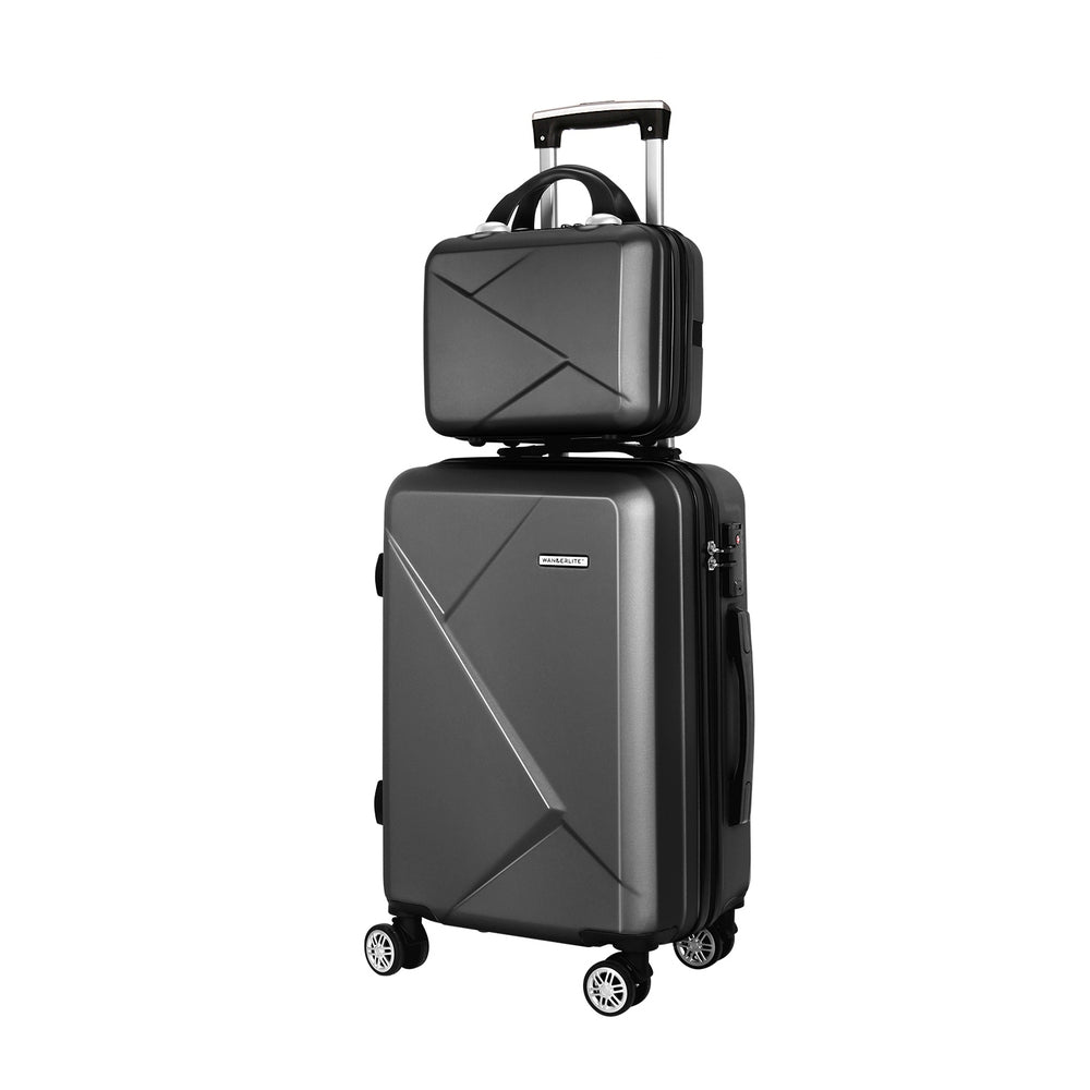 Wanderlite 2-Piece Luggage Set 20" Suitcase & 12" Handheld Box Hard Shell TSA Lock Black