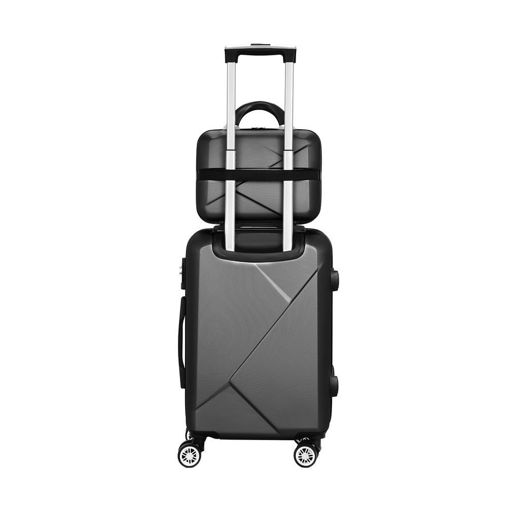 Wanderlite 2-Piece Luggage Set 20" Suitcase & 12" Handheld Box Hard Shell TSA Lock Black