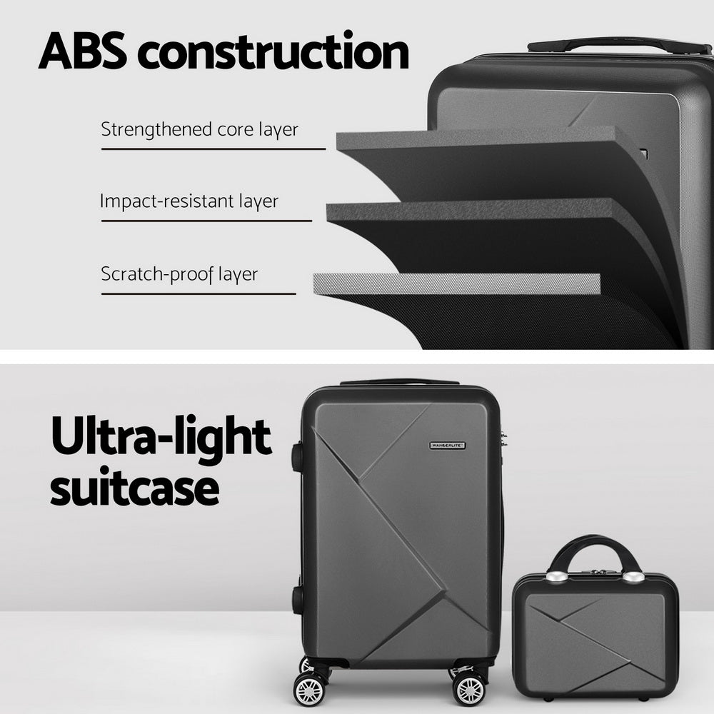 Wanderlite 2-Piece Luggage Set 20" Suitcase & 12" Handheld Box Hard Shell TSA Lock Black