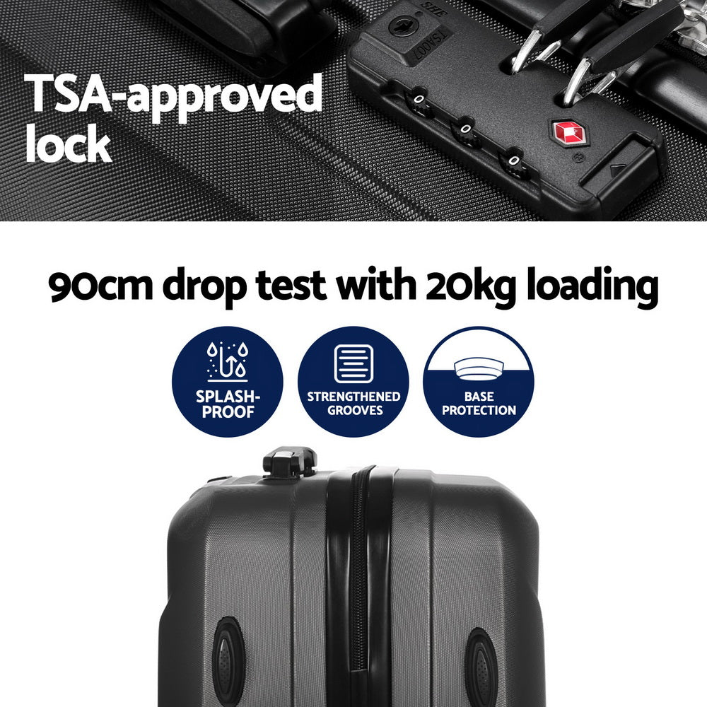 Wanderlite 2-Piece Luggage Set 20" Suitcase & 12" Handheld Box Hard Shell TSA Lock Black