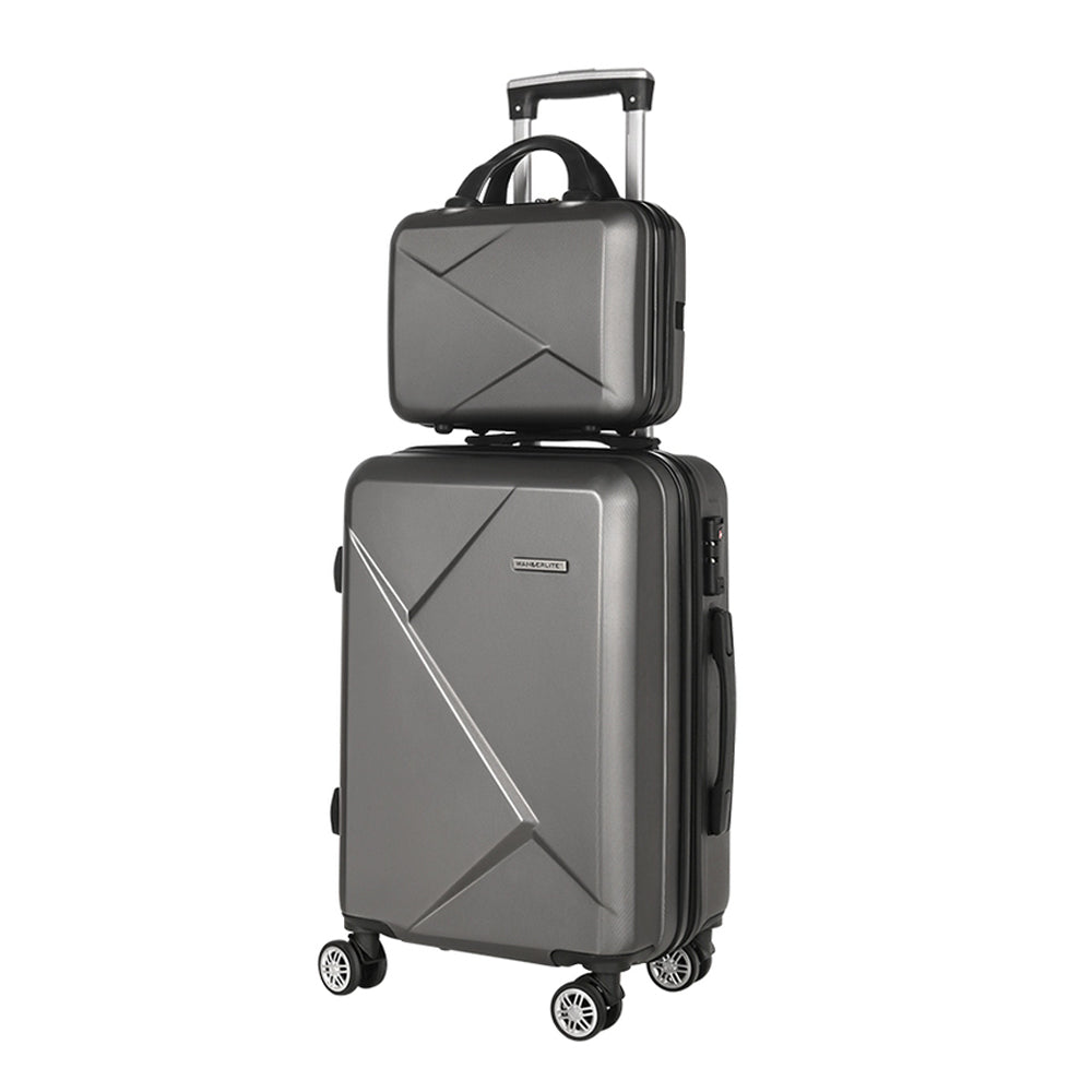Wanderlite 2-Piece Luggage Set 20" Suitcase & 12" Handheld Dark Grey