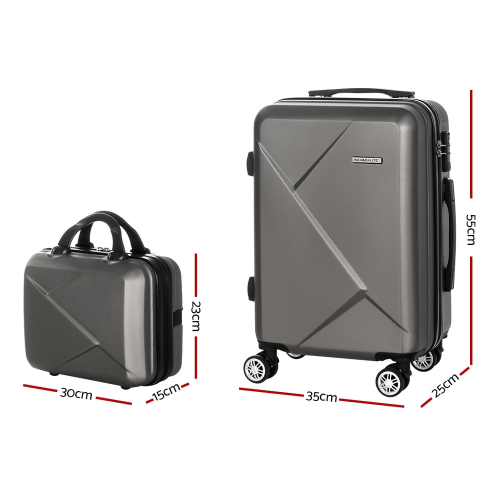 Wanderlite 2-Piece Luggage Set 20" Suitcase & 12" Handheld Dark Grey