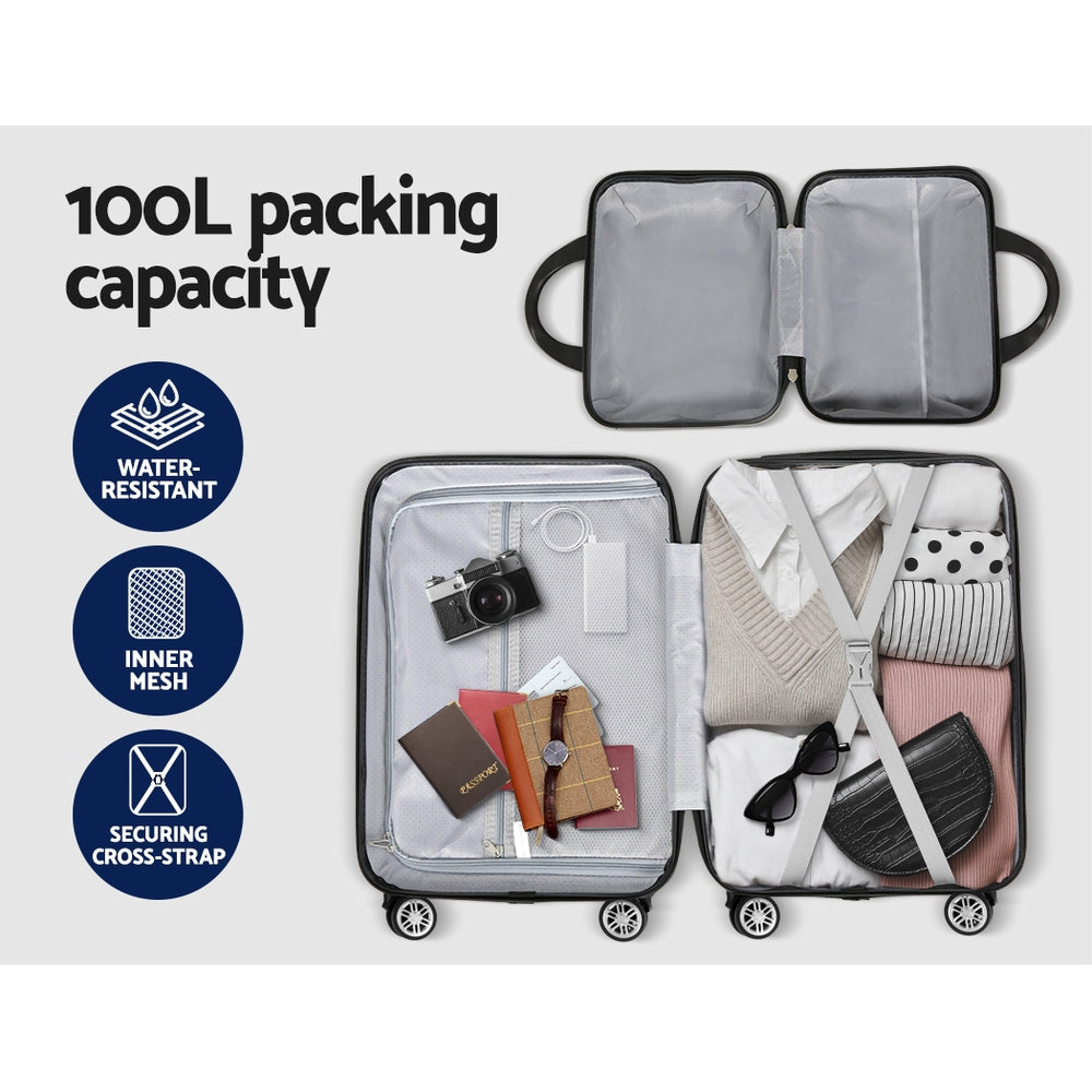 Wanderlite 2-Piece Luggage Set 20" Suitcase & 12" Handheld Dark Grey