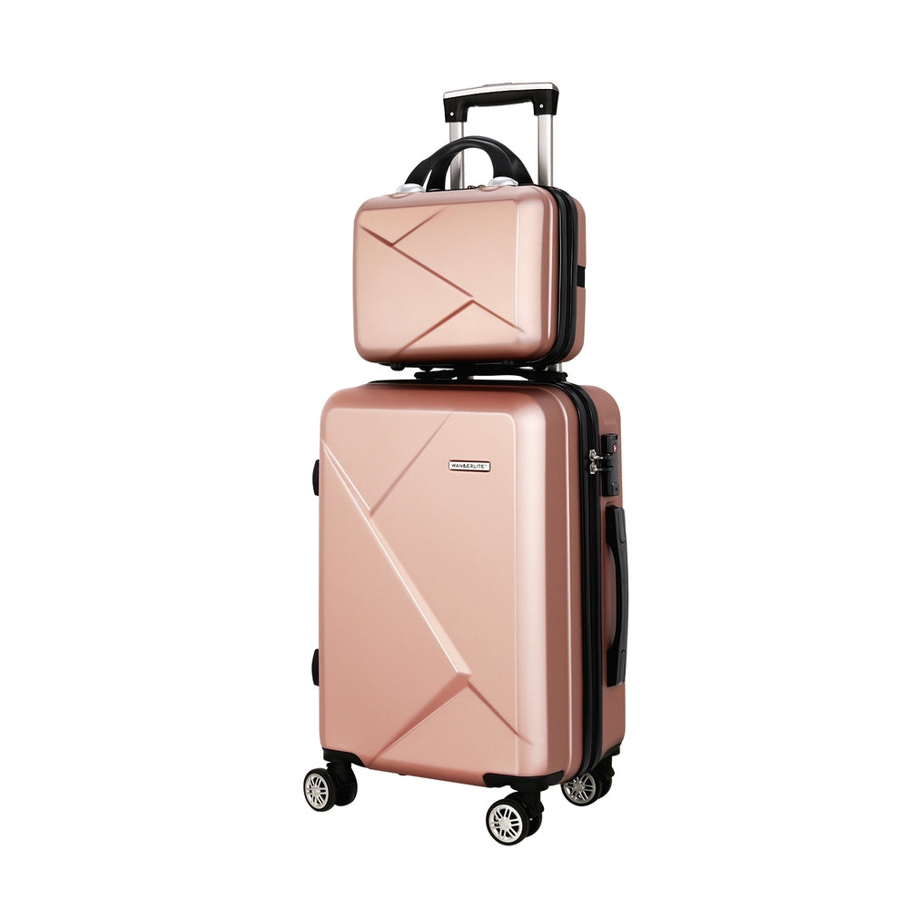 Wanderlite 2-Piece Luggage Set 20" Suitcase & 12" Handheld Box TSA Lock Rose Gold