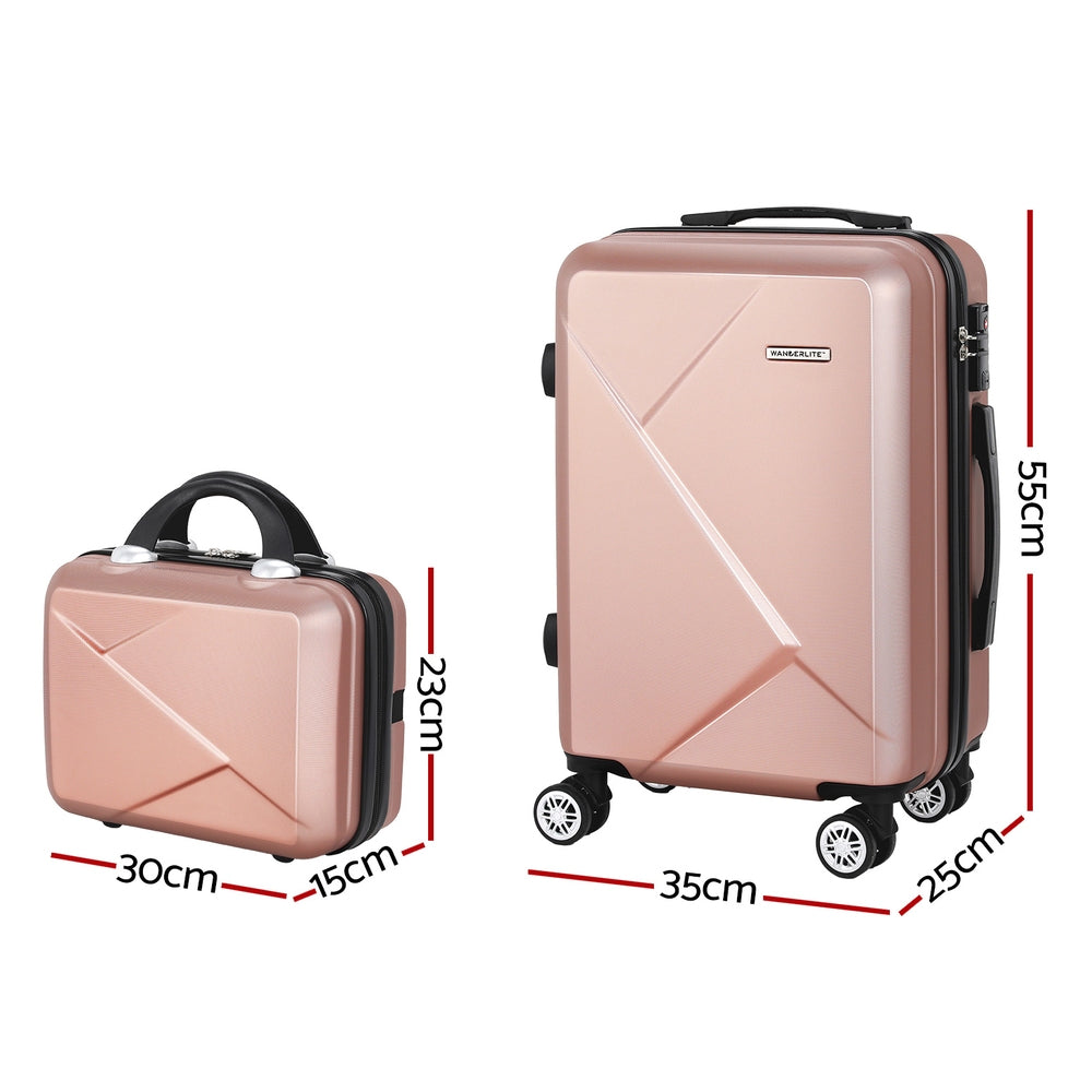 Wanderlite 2-Piece Luggage Set 20" Suitcase & 12" Handheld Box TSA Lock Rose Gold