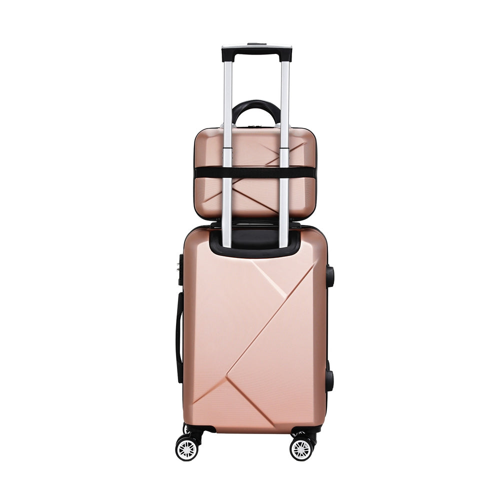 Wanderlite 2-Piece Luggage Set 20" Suitcase & 12" Handheld Box TSA Lock Rose Gold