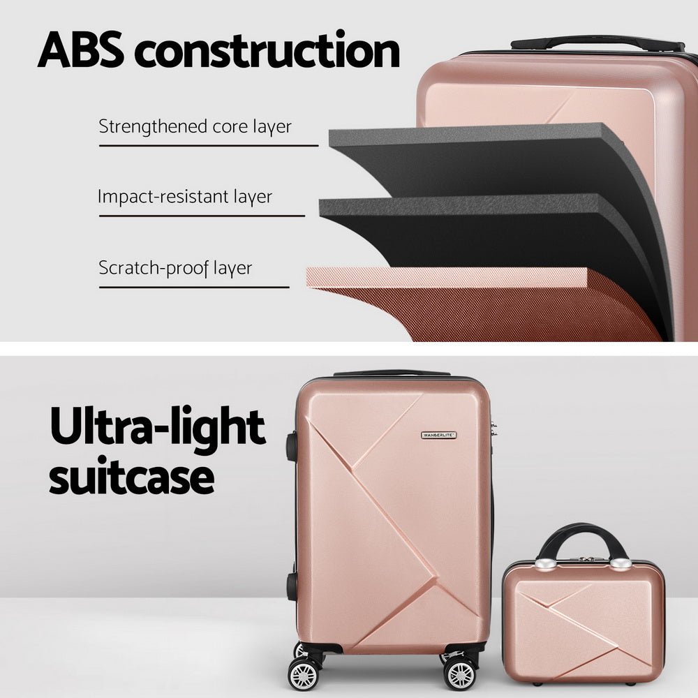 Wanderlite 2-Piece Luggage Set 20" Suitcase & 12" Handheld Box TSA Lock Rose Gold
