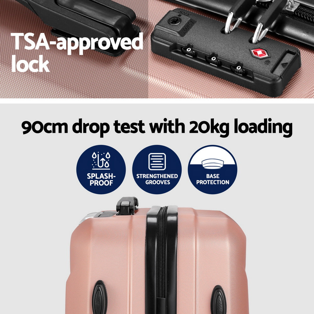 Wanderlite 2-Piece Luggage Set 20" Suitcase & 12" Handheld Box TSA Lock Rose Gold