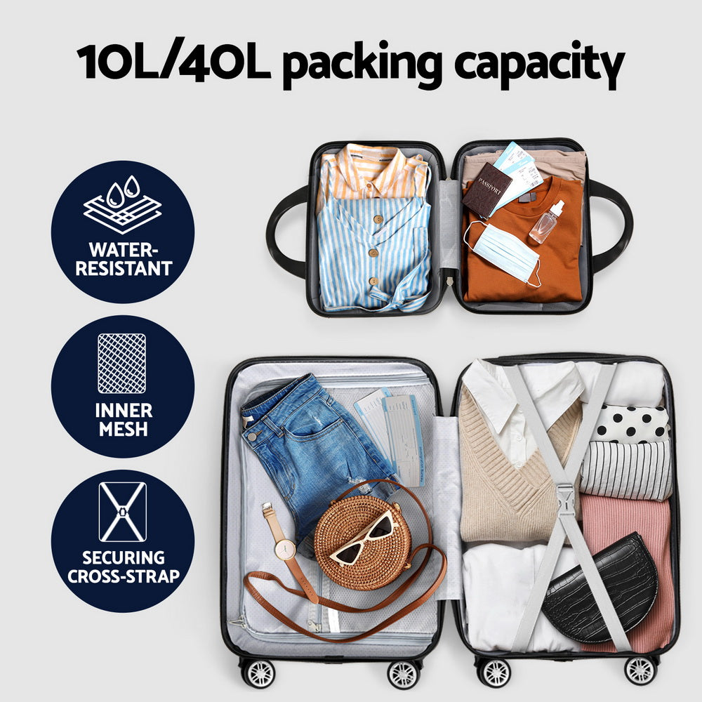 Wanderlite 2-Piece Luggage Set 20" Suitcase & 12" Handheld Box TSA Lock Rose Gold