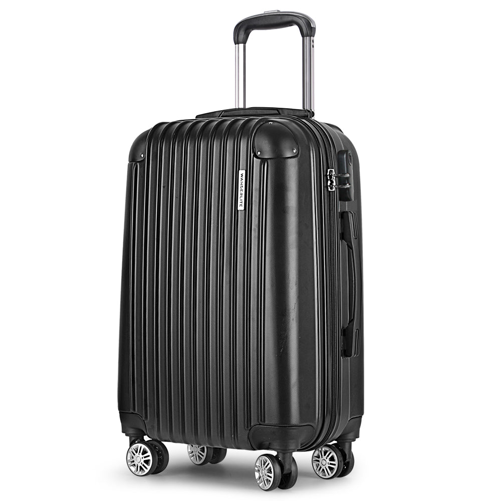 Wanderlite 24" Spinner Suitcase TSA Lock Hard Shell Black