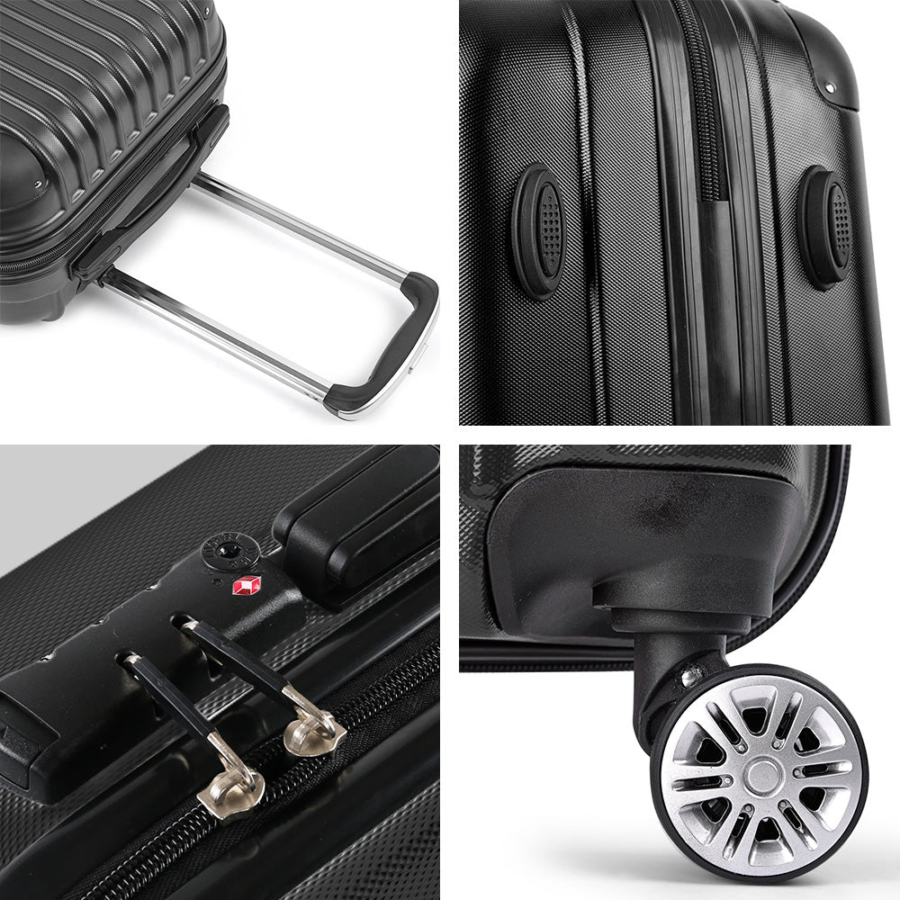 Wanderlite 24" Spinner Suitcase TSA Lock Hard Shell Black