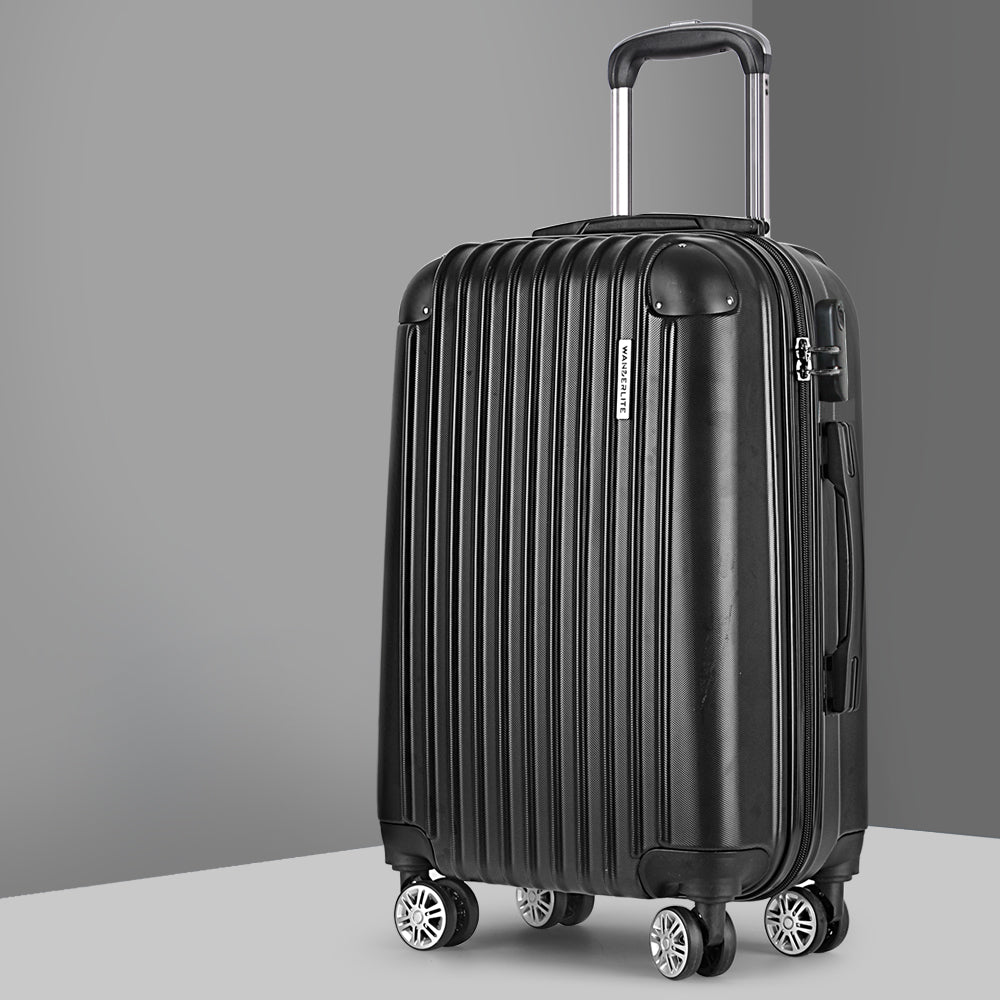 Wanderlite 24" Spinner Suitcase TSA Lock Hard Shell Black