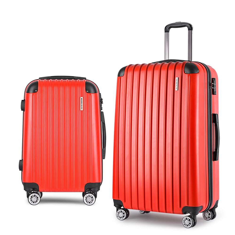 Wanderlite 20-28 Inch Luggage Set TSA Lock Spinner Hard Shell Red