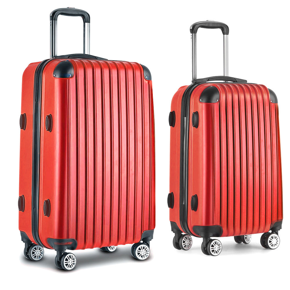 Wanderlite 20-28 Inch Luggage Set TSA Lock Spinner Hard Shell Red