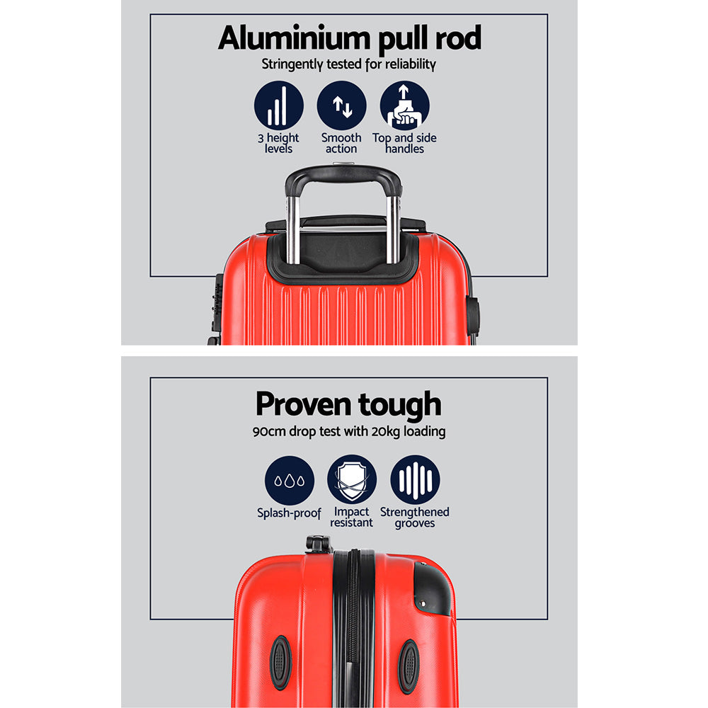 Wanderlite 20-28 Inch Luggage Set TSA Lock Spinner Hard Shell Red