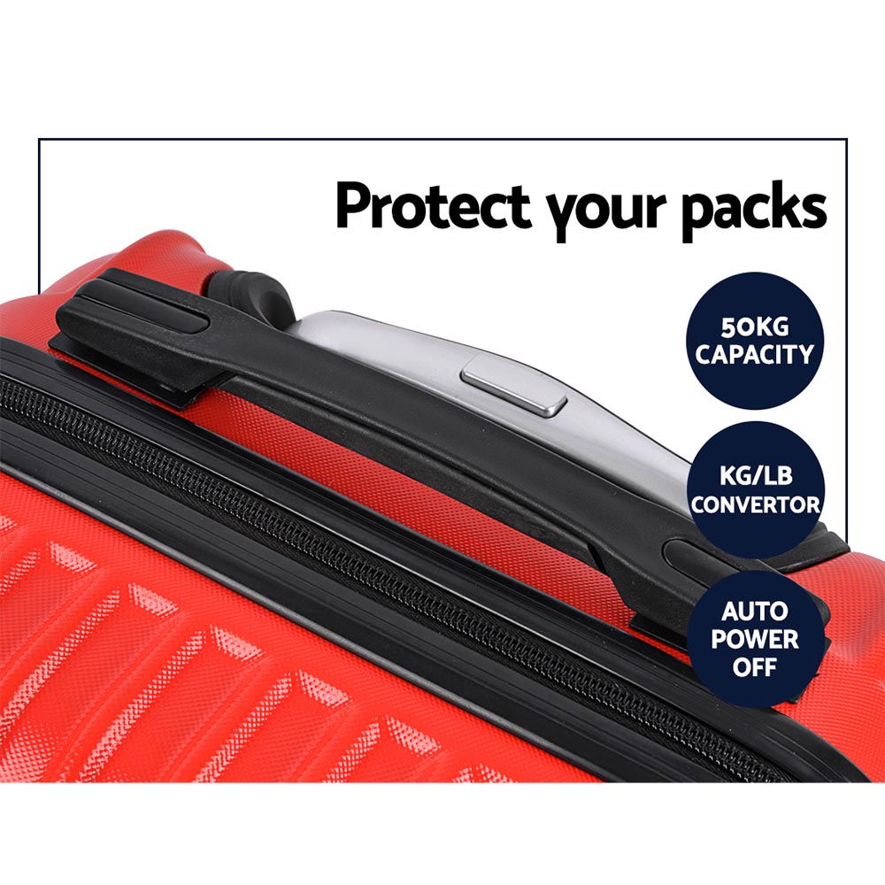 Wanderlite 20-28 Inch Luggage Set TSA Lock Spinner Hard Shell Red