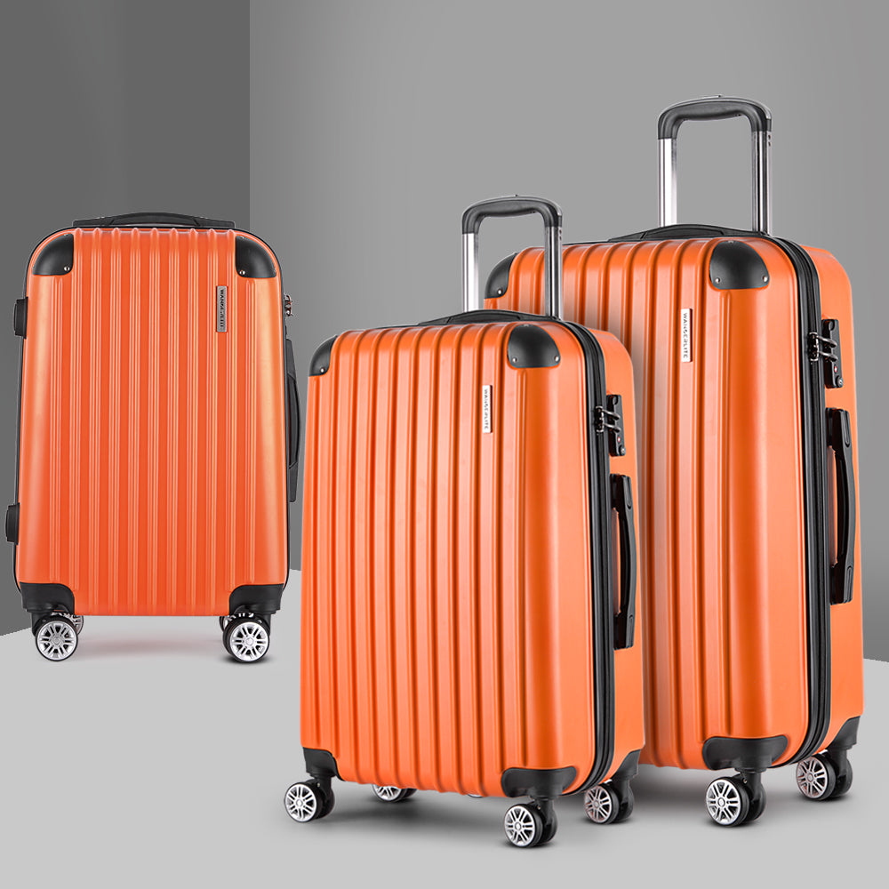 Wanderlite 3-Piece Luggage Set TSA Lock Spinner Hard Shell Orange