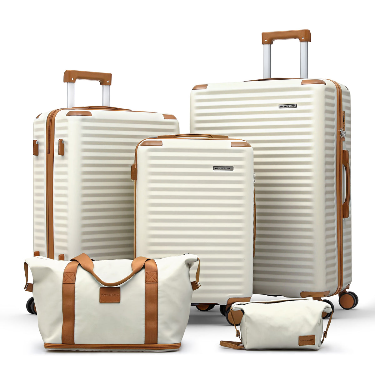 Wanderlite 5 Piece Luggage Suitcase Set Trolley Lightweight Hard Case