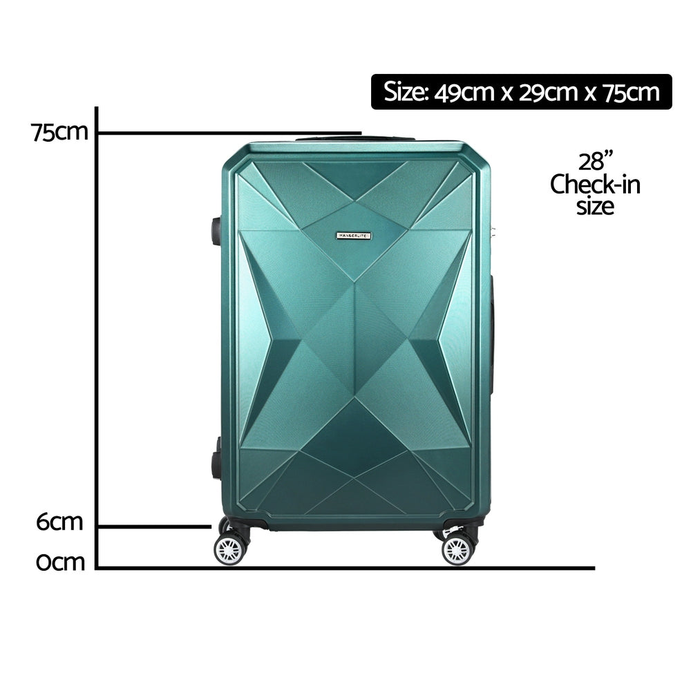 Wanderlite 28-Inch Luggage Set TSA Lock ABS Hard Shell Atrovirens