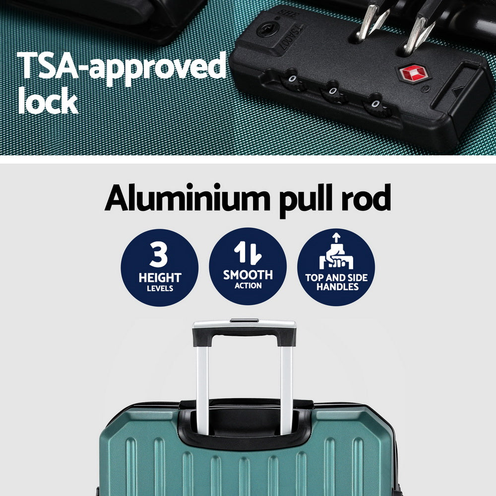 Wanderlite 28-Inch Luggage Set TSA Lock ABS Hard Shell Atrovirens